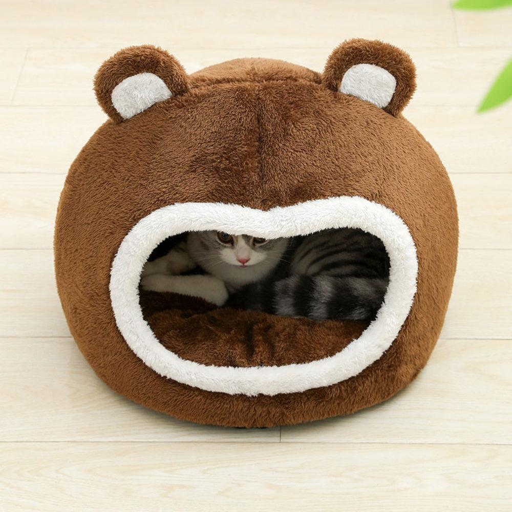 Funny Cat Bed Warm Pet House Soft Long Plush Kitten Tent Cave_3