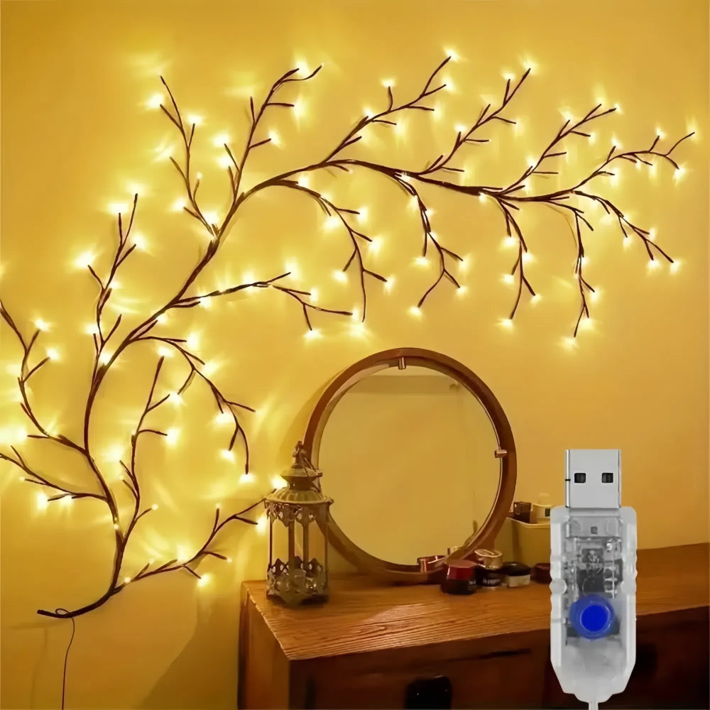 96 LED Willow Vine Lights Bendable Birch Tree 8 Modes_0