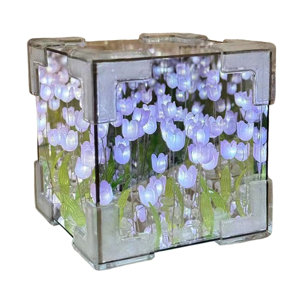 DIY Tulip Night Light Cube Mirror  Tulip Lamp Decorative Tulip Mirror Lamp_9