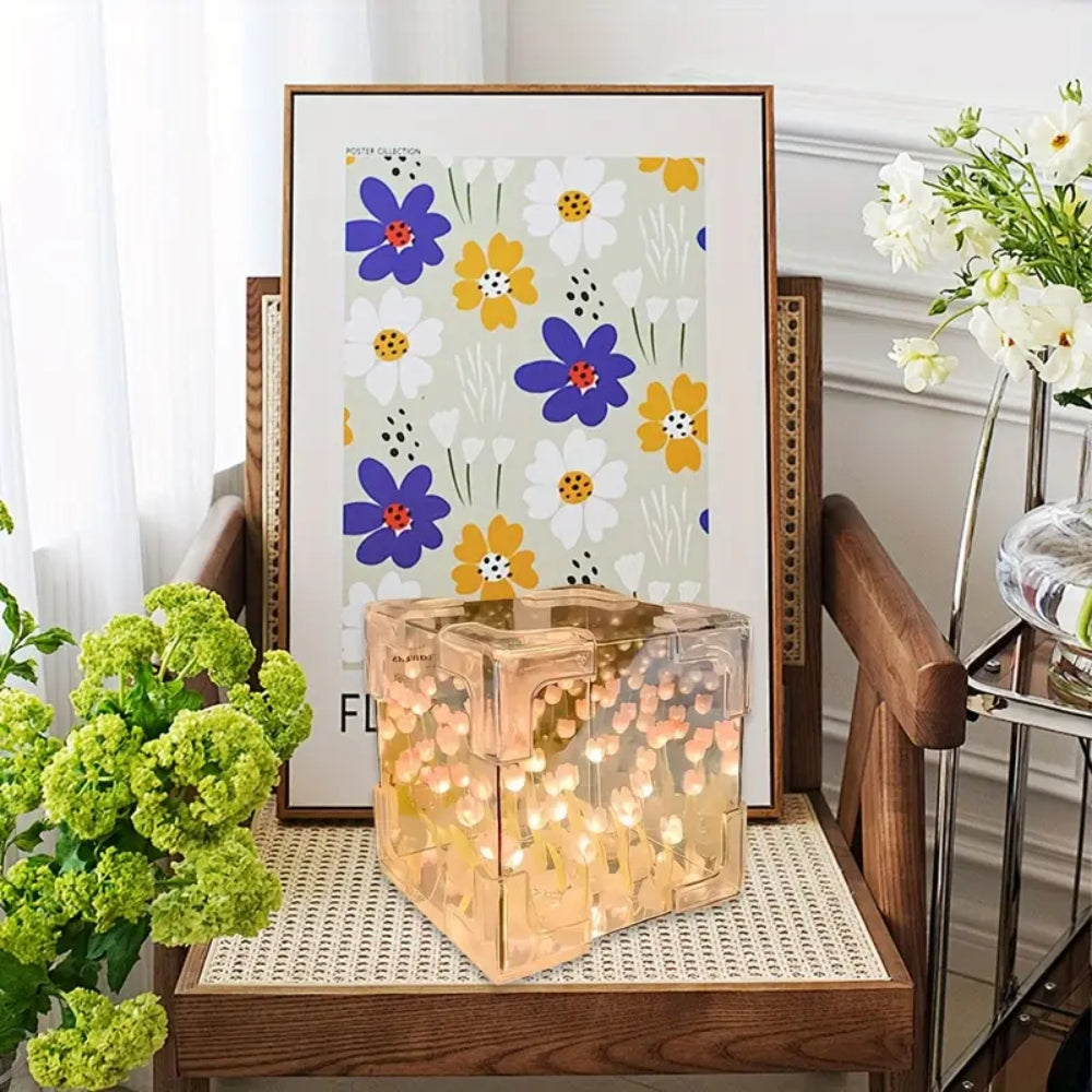 DIY Tulip Night Light Cube Mirror  Tulip Lamp Decorative Tulip Mirror Lamp_6