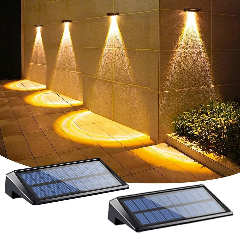 2 Pack Solar Wall Lights LED Solar Fence Outdoor Waterproof Lights_0