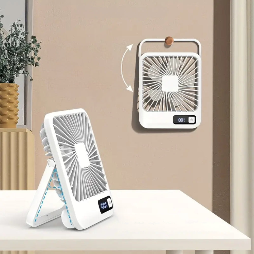 USB Rechargeable Desk Fan with 5 Speeds and Power Display_2