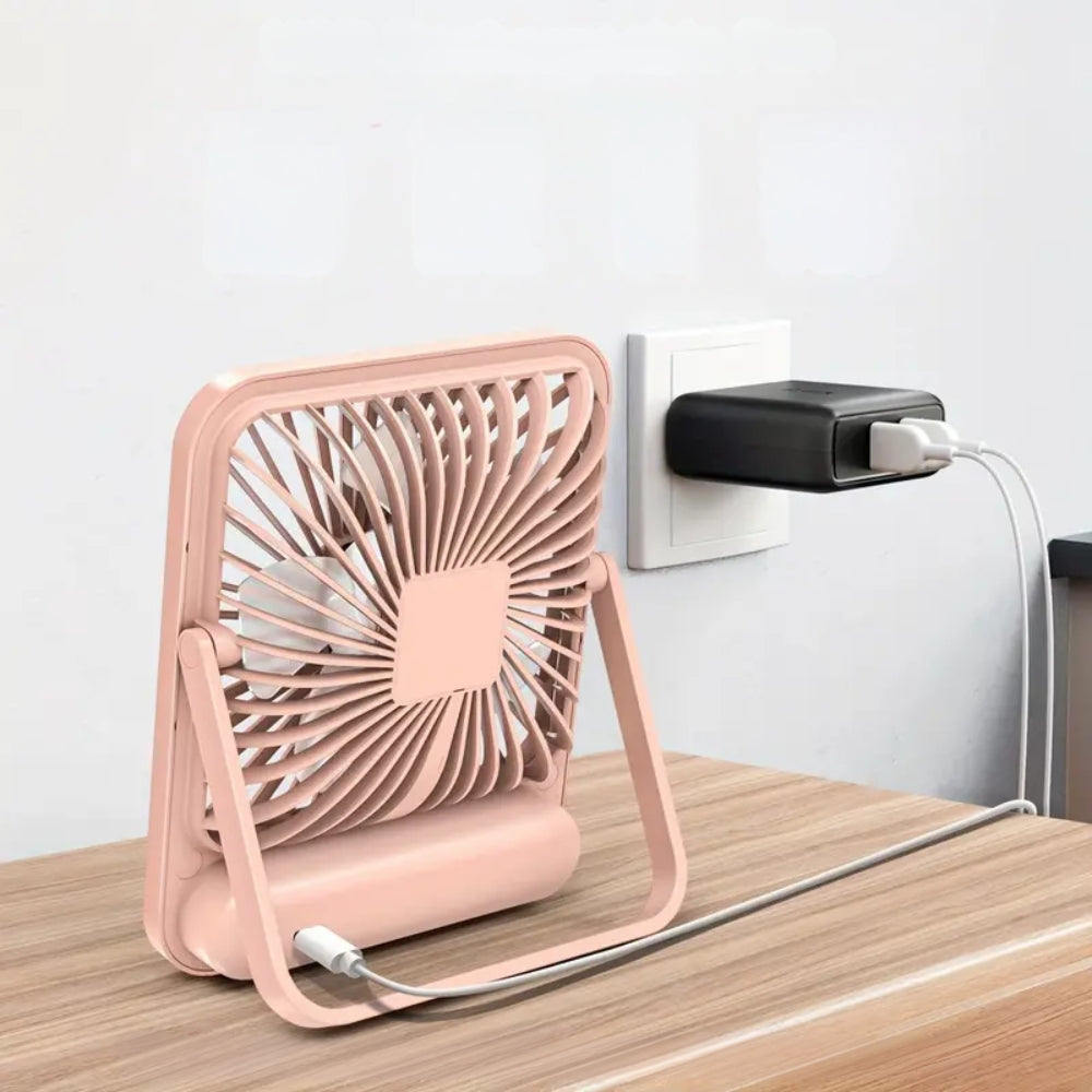 USB Rechargeable Desk Fan with 5 Speeds and Power Display_3