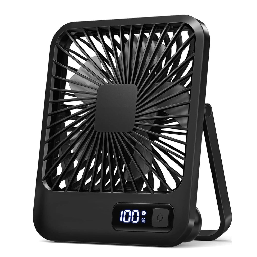 USB Rechargeable Desk Fan with 5 Speeds and Power Display_4