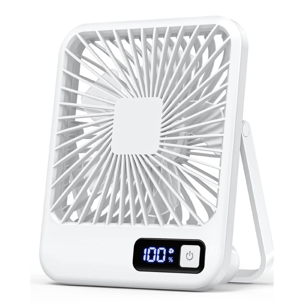 USB Rechargeable Desk Fan with 5 Speeds and Power Display_5