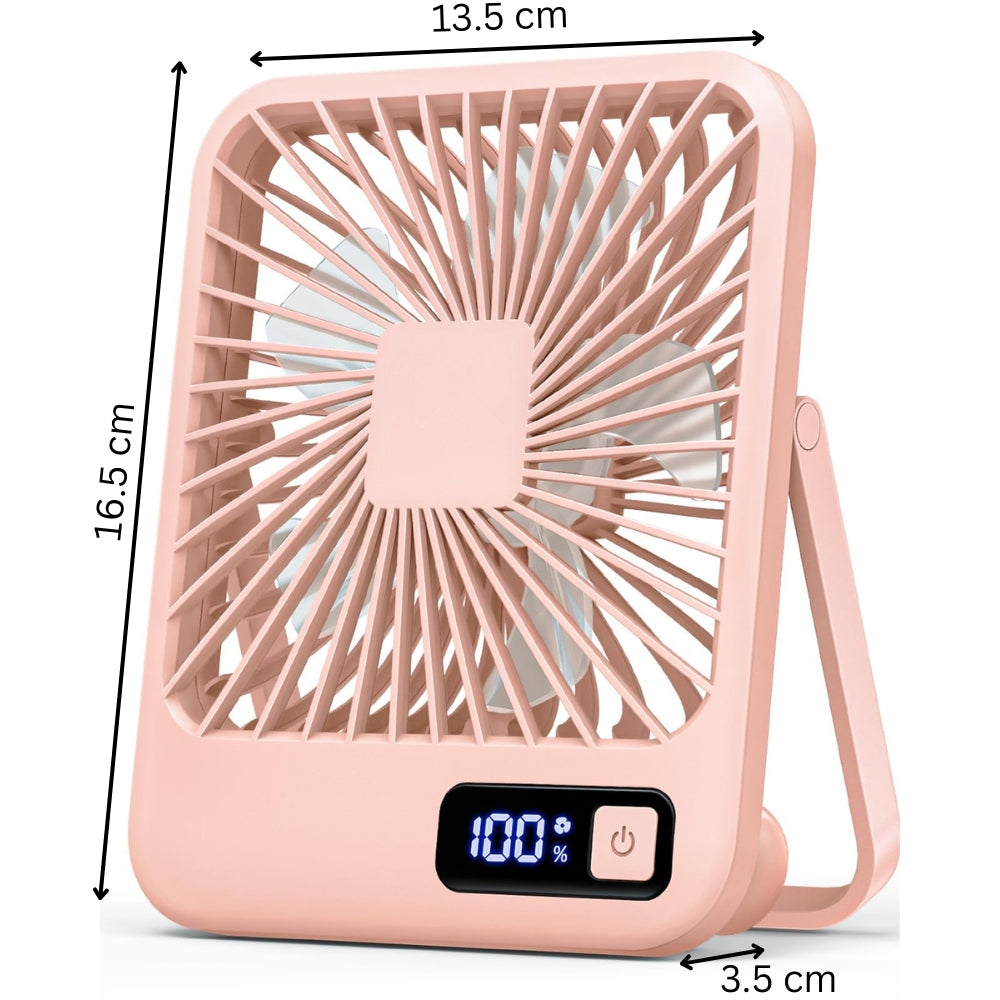 USB Rechargeable Desk Fan with 5 Speeds and Power Display_7